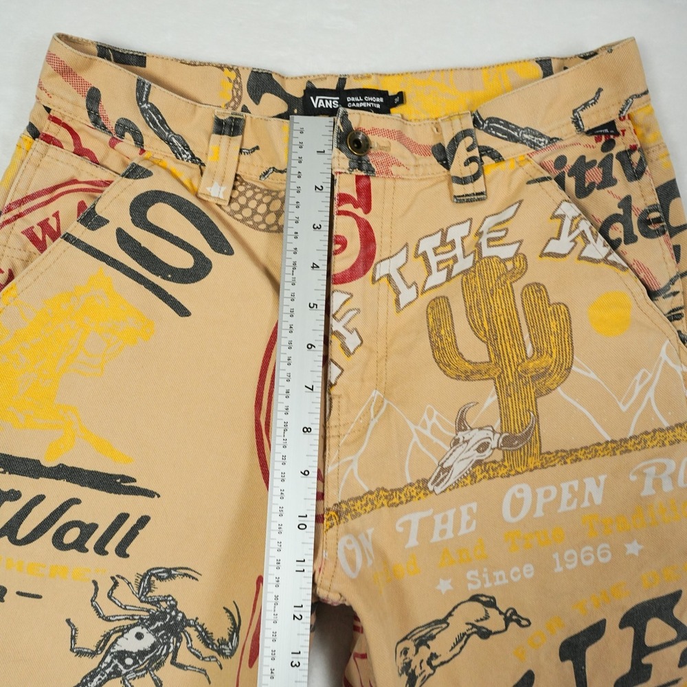 Vans Drill Chore Carpenter Pants Mens 30x31 Tan Graphic Print Loose Fit - Picture 7 of 10